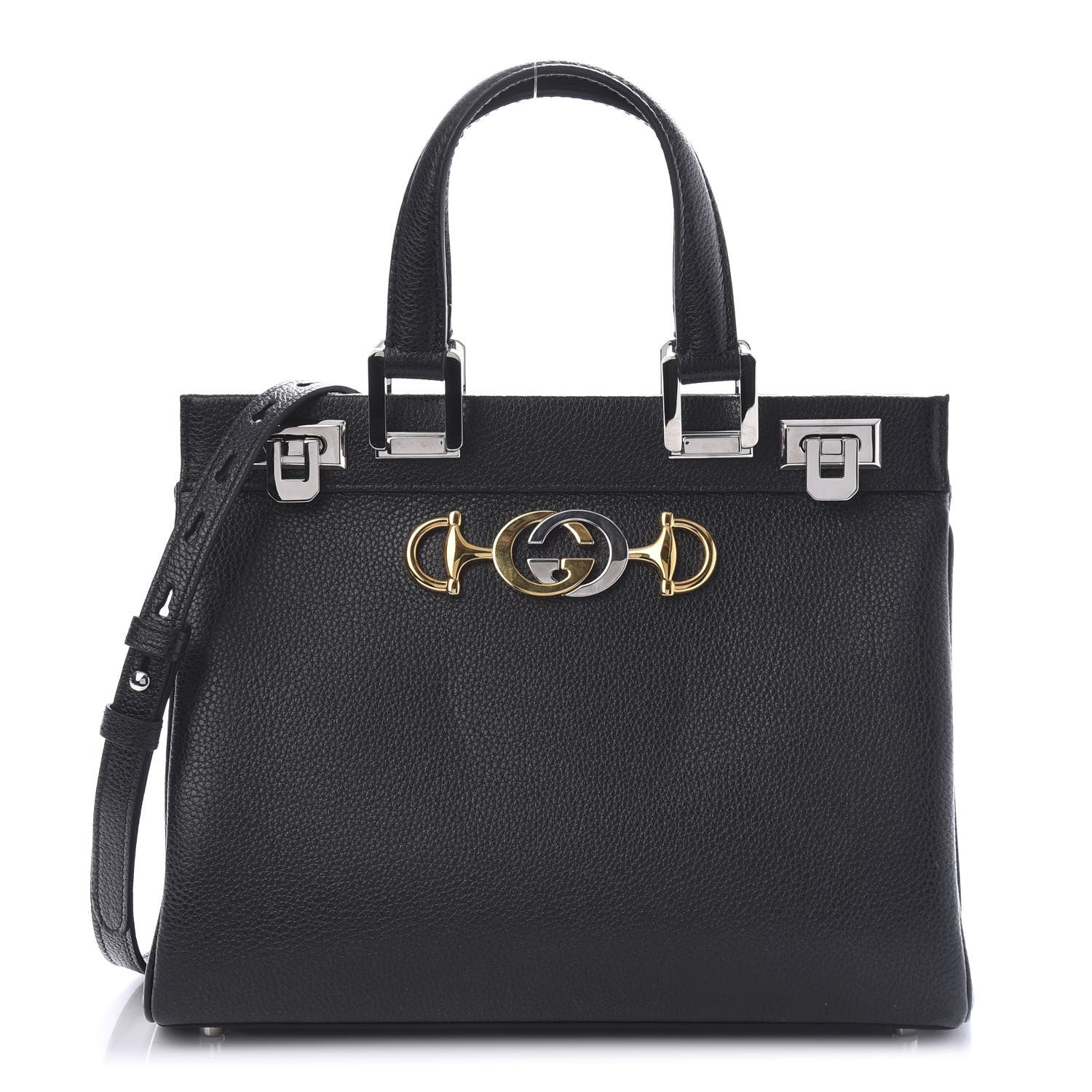 Gucci Grainy Calfskin Small Zumi Top Handle Bag Black 1 of 11