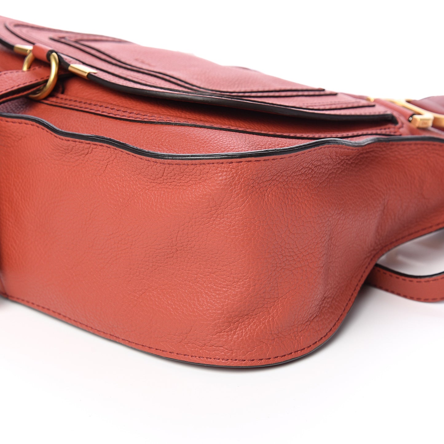 Calfskin Medium Marcie Satchel Terracotta Red