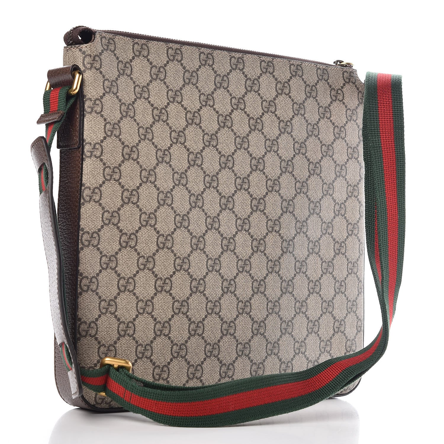 Gucci Soft GG Supreme Monogram Courrier Web Medium Flat Messenger Bag Beige New Acero Multicolor 3 of 7