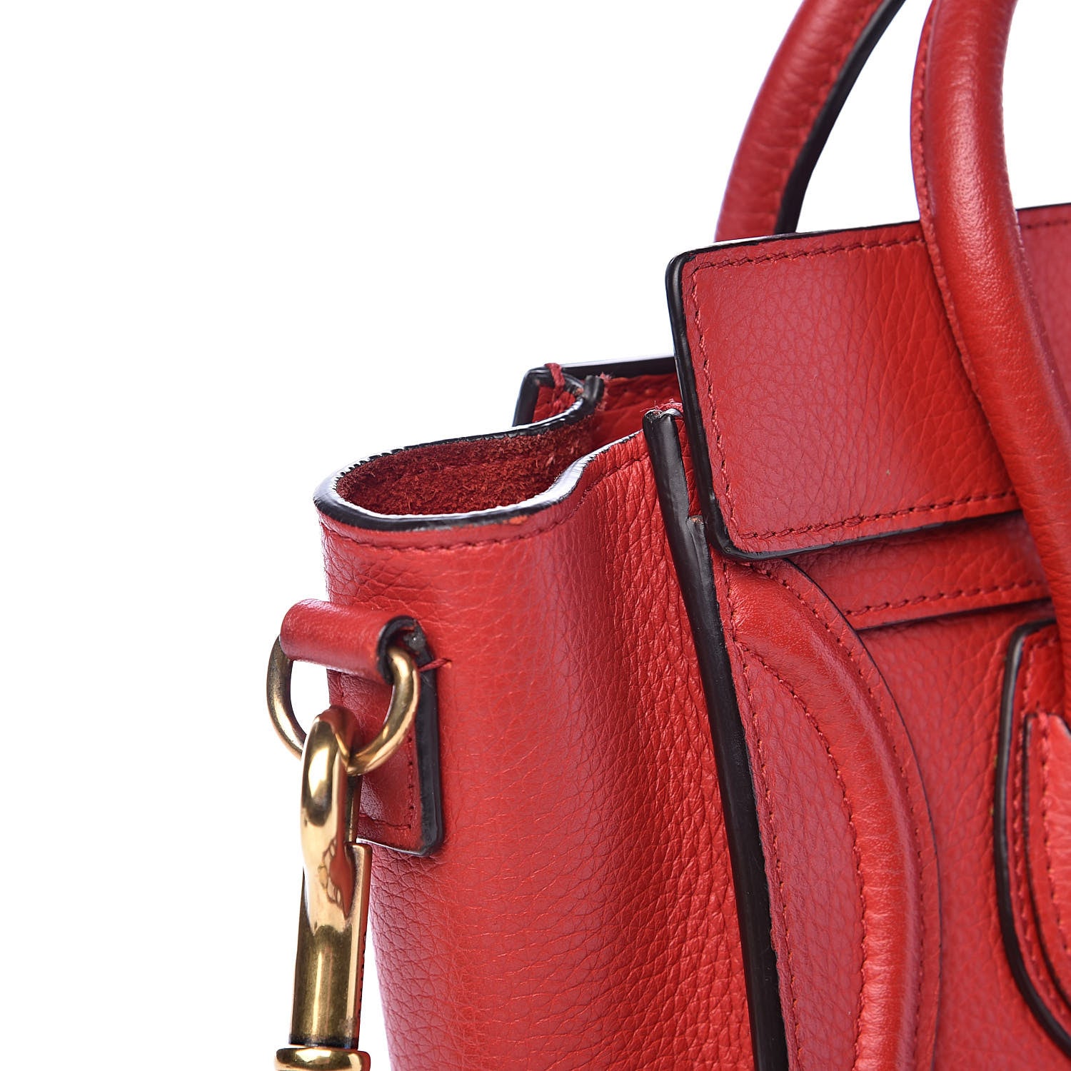 Celine Drummed Calfskin Nano Luggage Coquelicot 11 of 13
