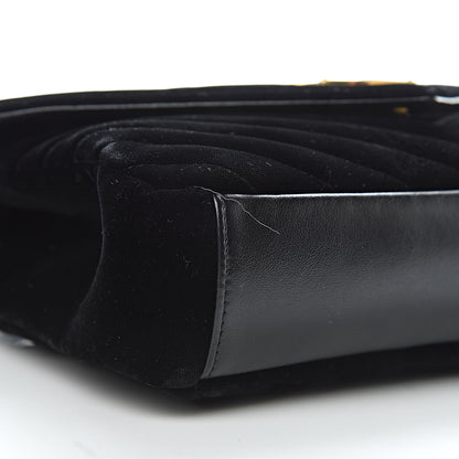 Saint Laurent Velvet Matelasse Chevron Medium College Monogram Bag Black 8 of 9