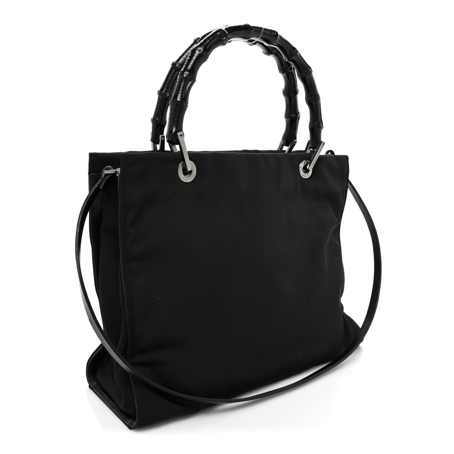 Nylon Bamboo Handle Bag Black