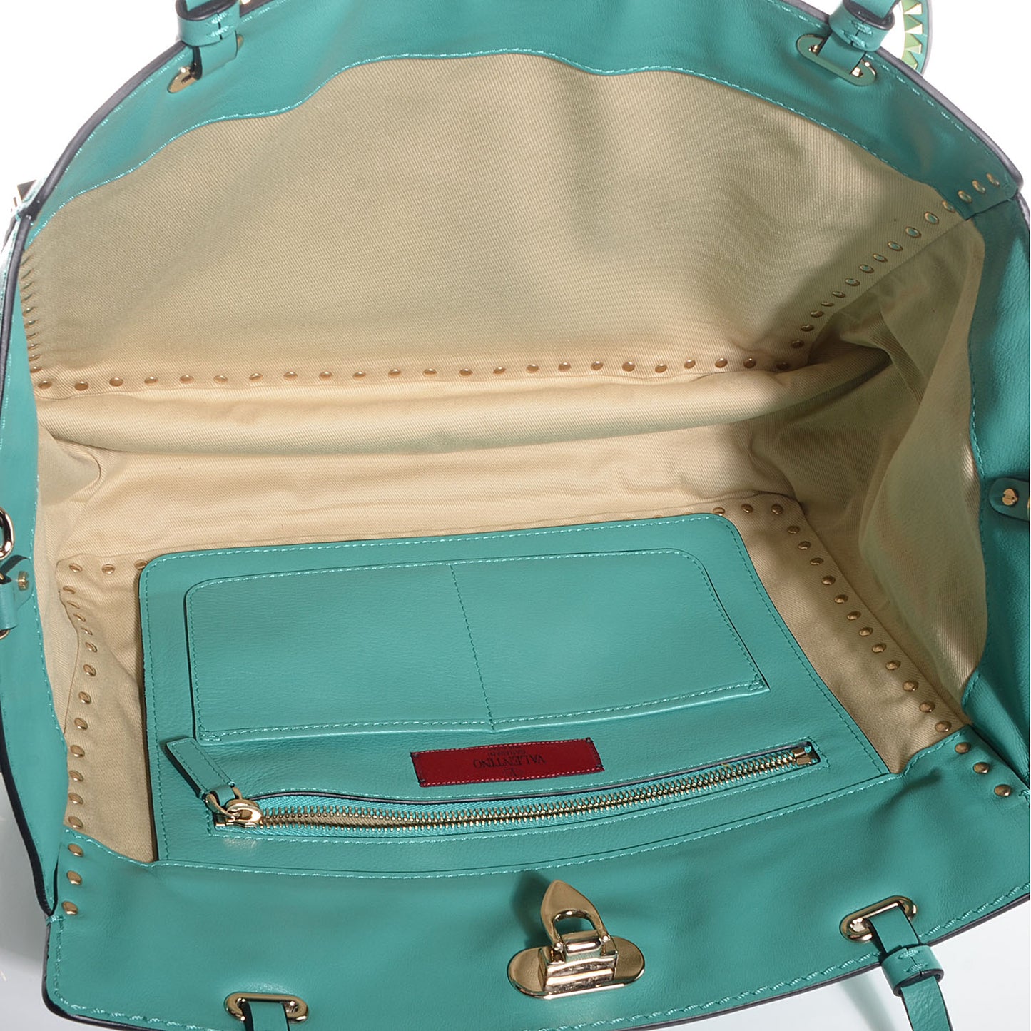 Vitello Medium Rockstud Tote Colibri