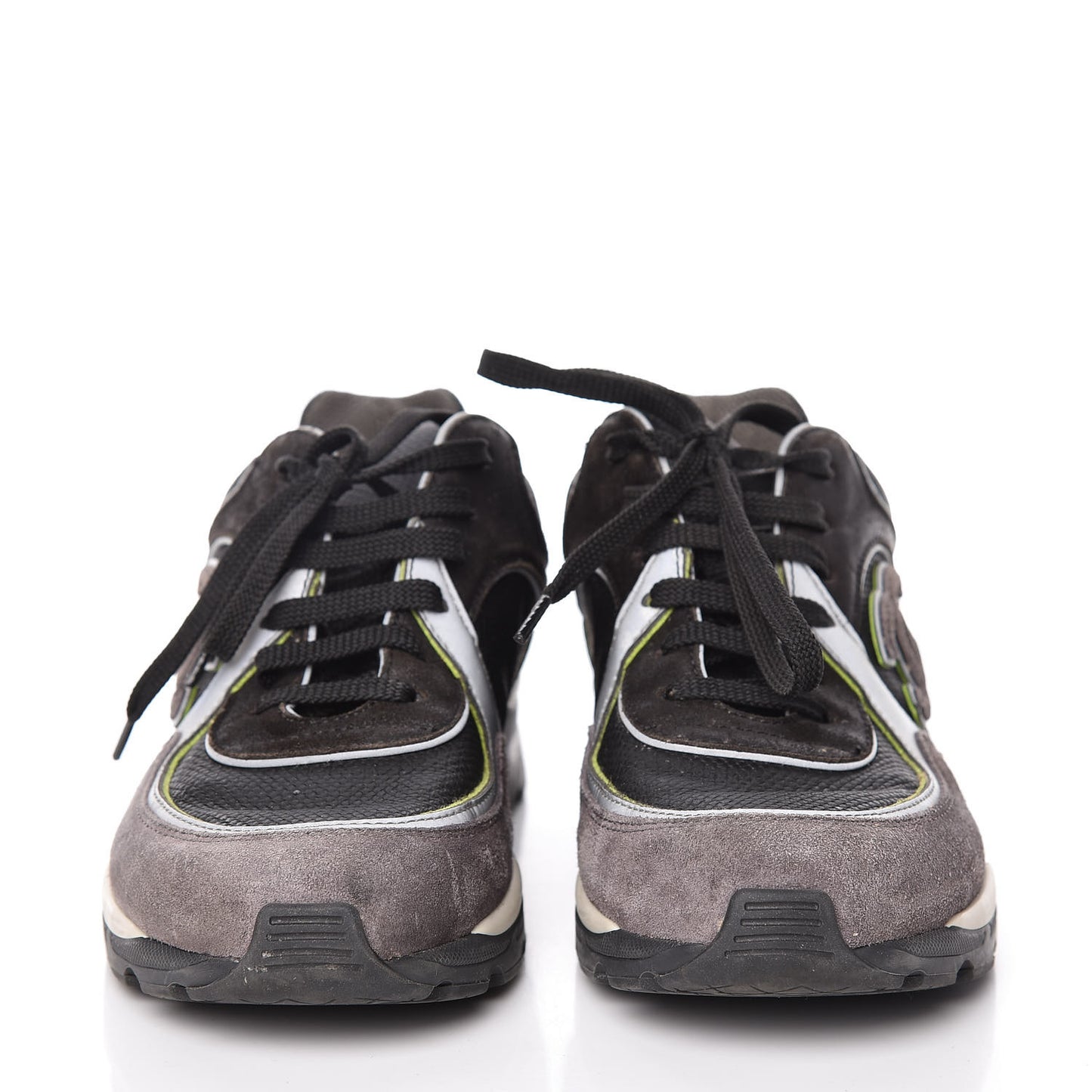 Suede Calfskin CC Sneakers 37 Black White Silver