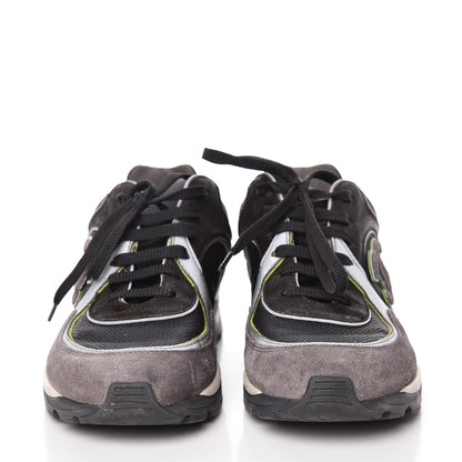 Chanel Suede Calfskin CC Sneakers 37 Black White Silver 2 of 13