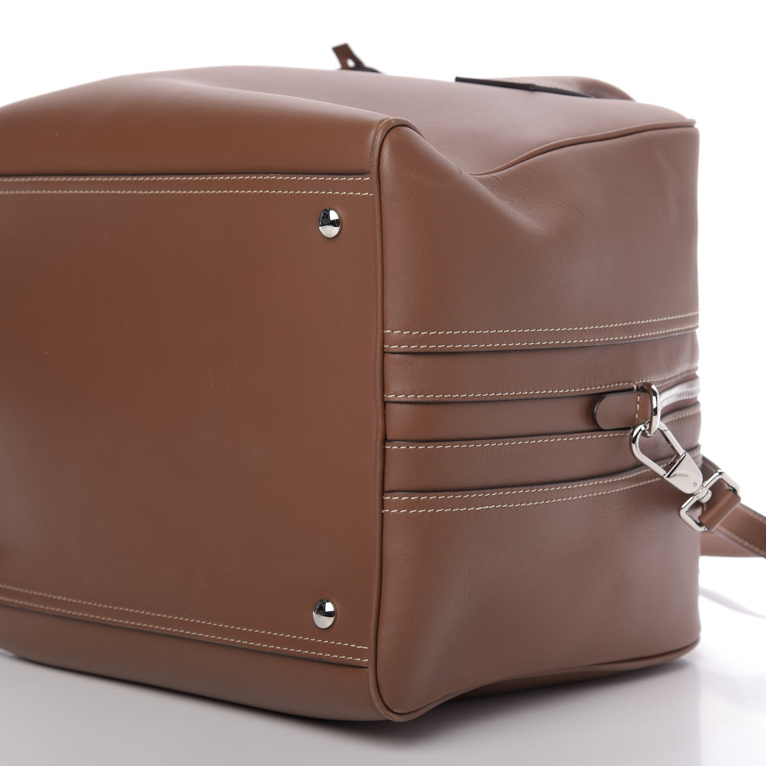Burberry Smooth Calfskin Medium Cube Bowling Bag Malt Brown 7 of 8