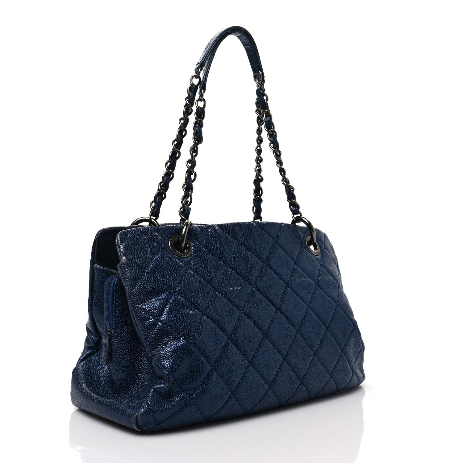 Chanel Iridescent Caviar Quilted Chic Shopping Tote Dark Blue 3 of 7