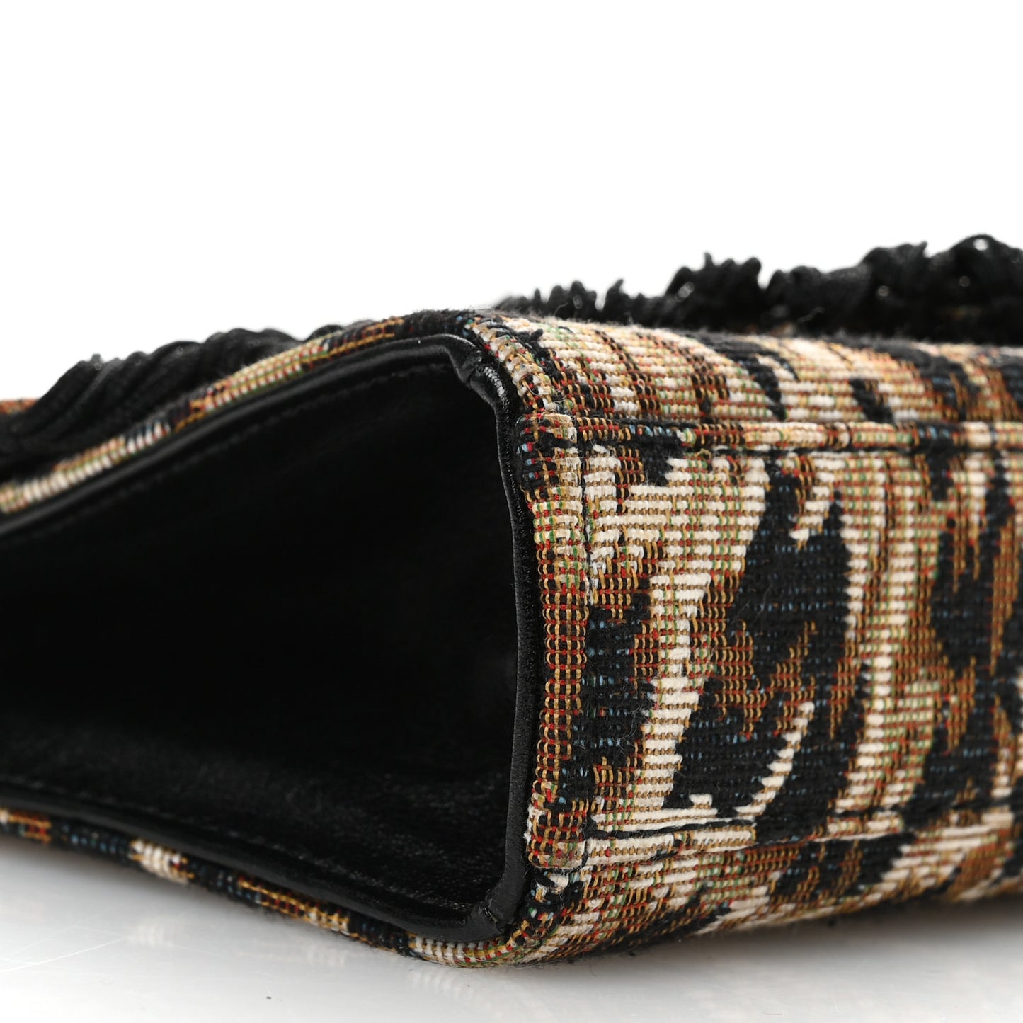 Canvas Leopard Print Fringe Baby Monogram Satchel Black Multicolor