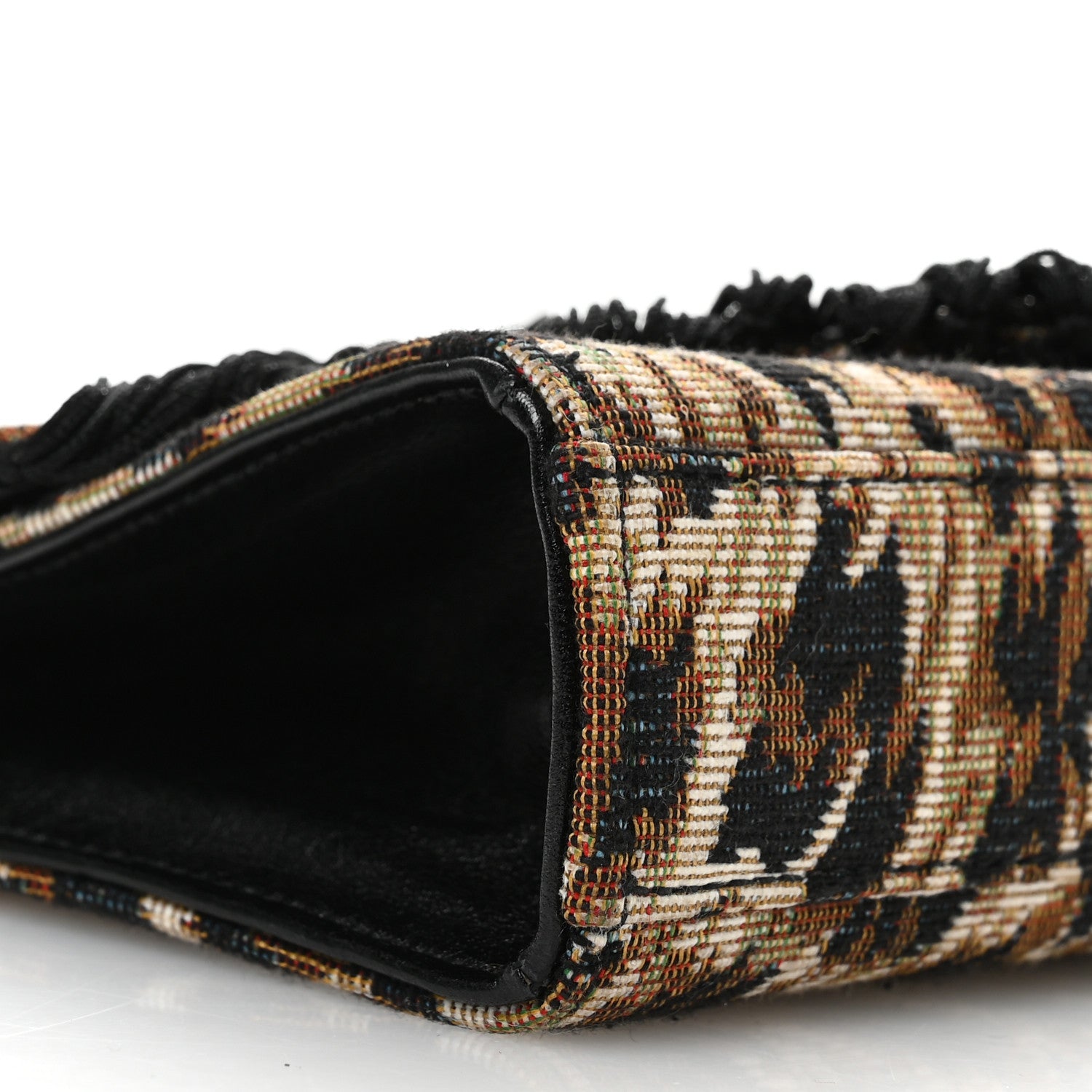 Saint Laurent Canvas Leopard Print Fringe Baby Monogram Satchel Black Multicolor 8 of 10