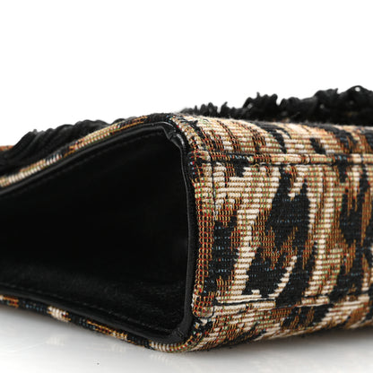 Saint Laurent Canvas Leopard Print Fringe Baby Monogram Satchel Black Multicolor 8 of 10
