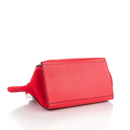Celine Drummed Calfskin Suede Medium Trapeze Coquelicot 4 of 8
