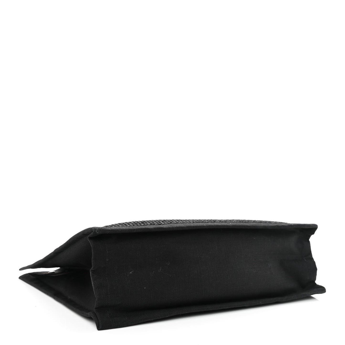 Raffia Linen Calfskin Rive Gauche Tote Black