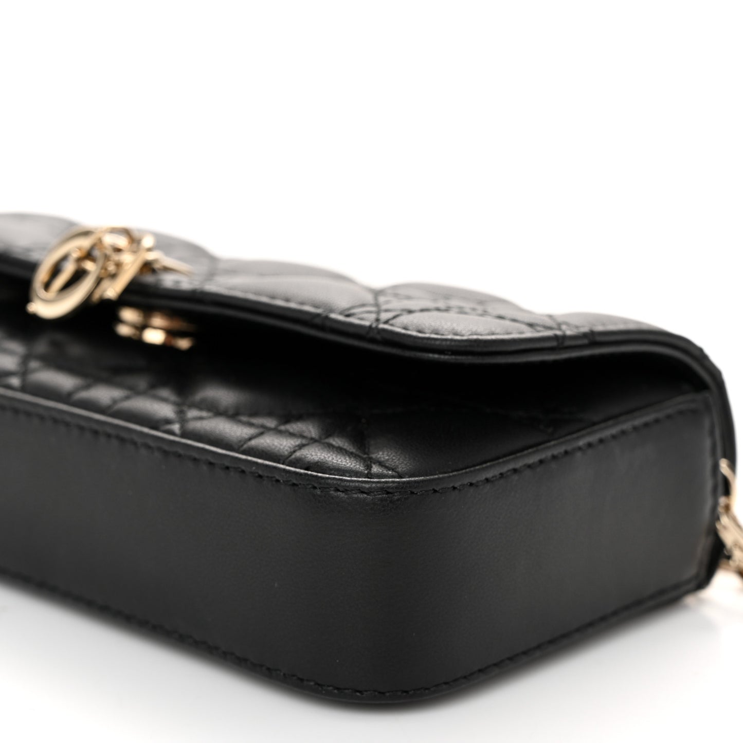Lambskin Cannage Dior Talk Phone Pouch Black