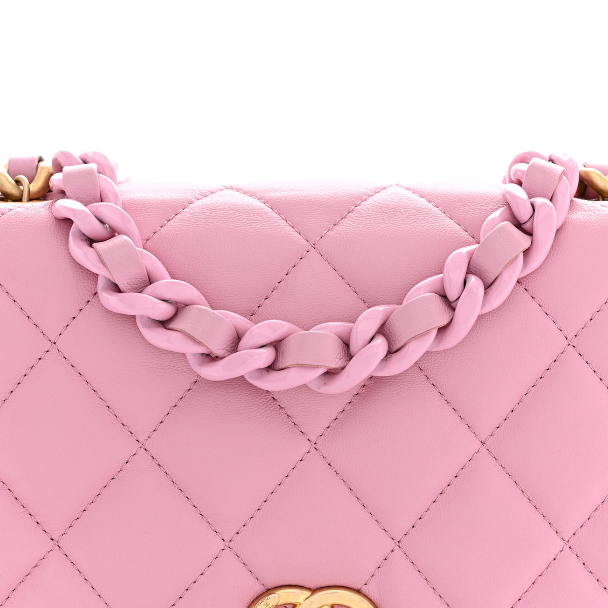 Chanel Lambskin Quilted Small Lacquered Chain Flap Pink 8 of 12