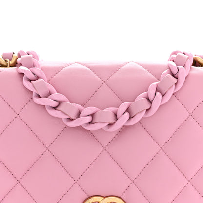 Chanel Lambskin Quilted Small Lacquered Chain Flap Pink 8 of 12