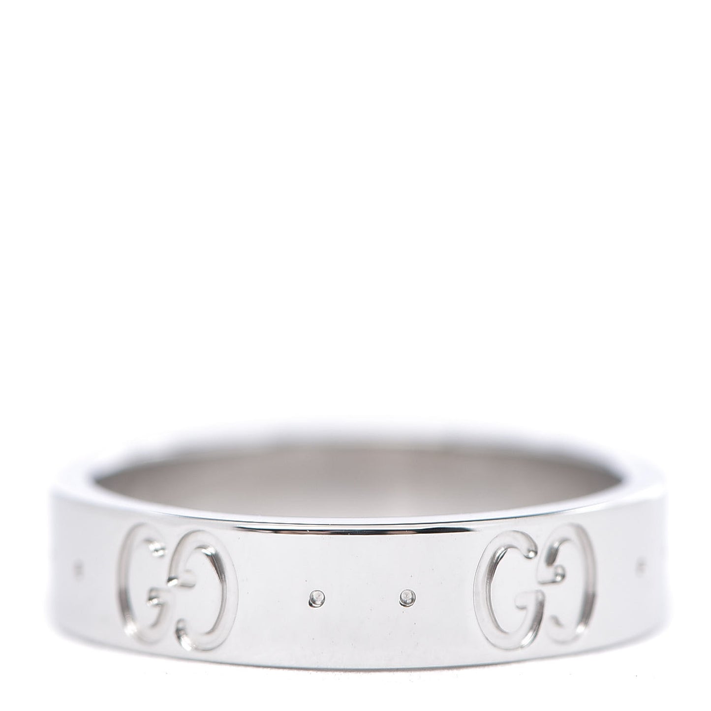 18K White Gold 4mm Icon Thin Band Ring 46 3.75