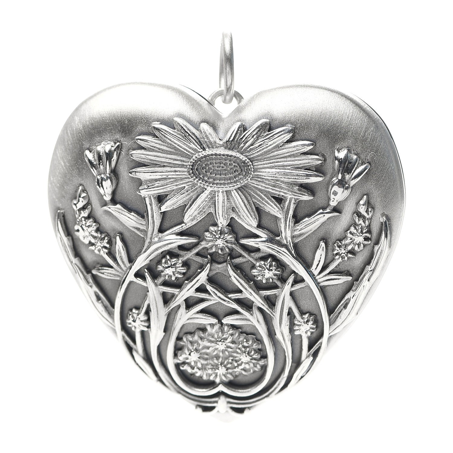 Tiffany Sterling Silver Large Ziegfeld Daisy Heart Locket Pendant 1 of 5