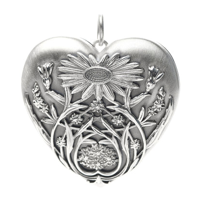 Tiffany Sterling Silver Large Ziegfeld Daisy Heart Locket Pendant 1 of 5