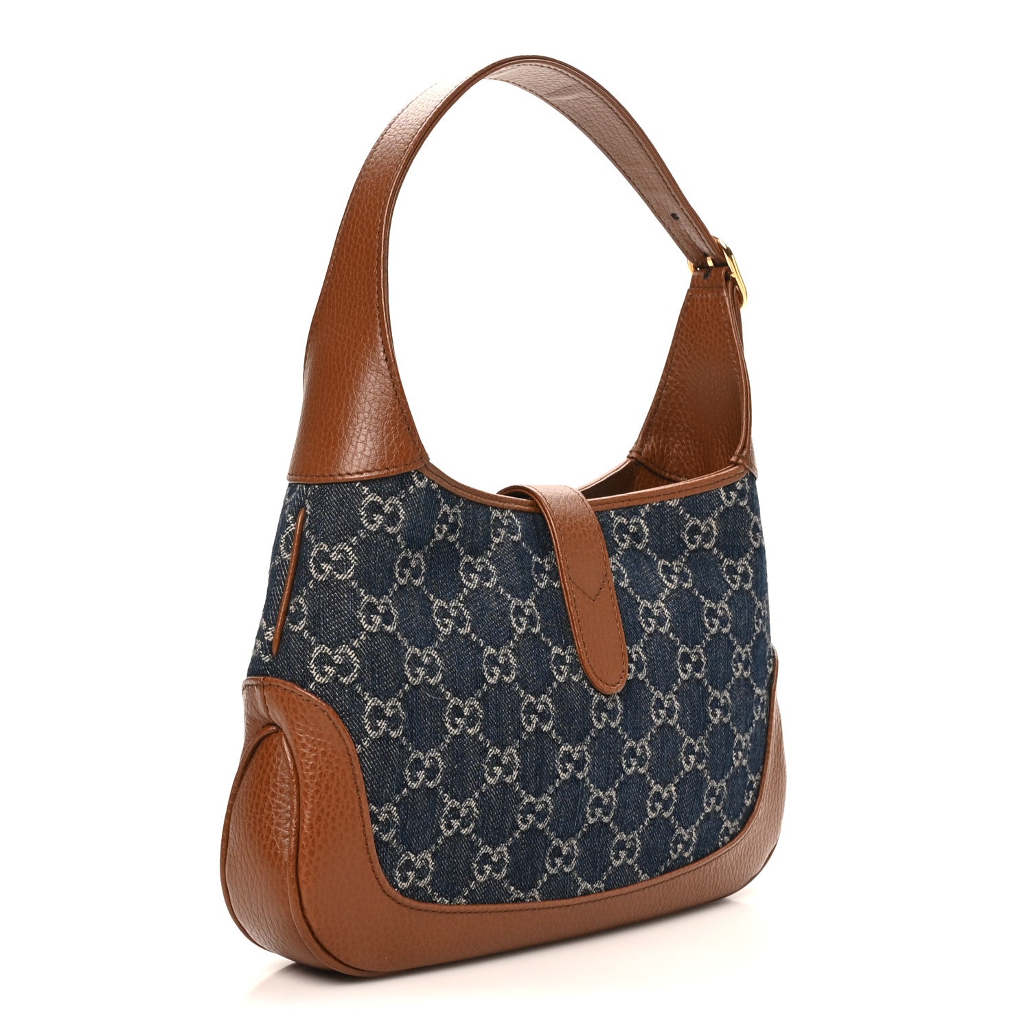 Gucci New Denim GG Monogram Calfskin Small Jackie 1961 Hobo Blue Tea Cuir Blue Tea Cuir 3 of 10