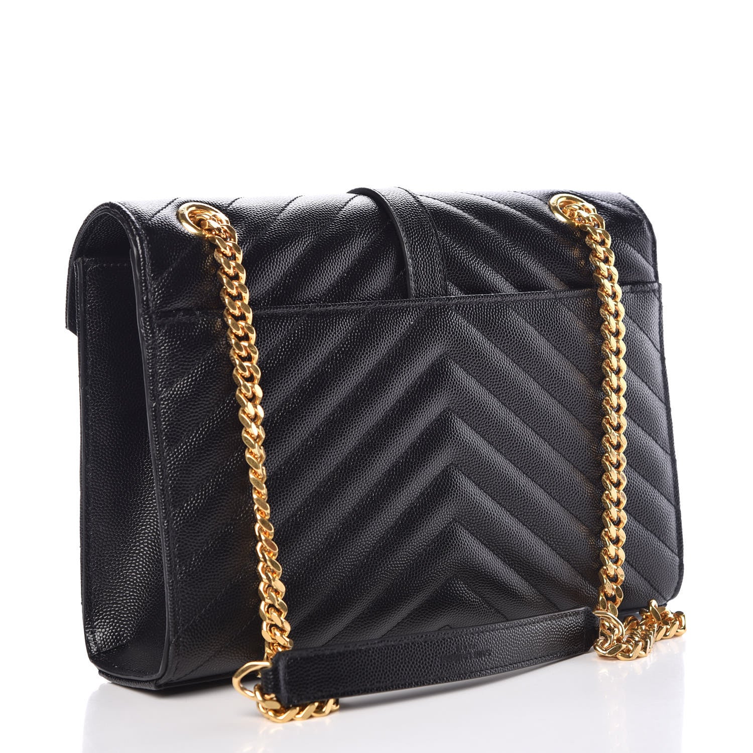 Saint Laurent Grain De Poudre Matelasse Chevron Medium Monogram Satchel Black 4 of 10