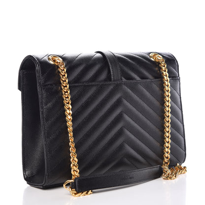 Saint Laurent Grain De Poudre Matelasse Chevron Medium Monogram Satchel Black 4 of 10