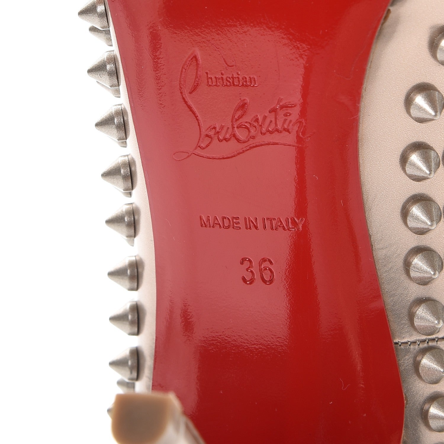Christian Louboutin Metallic Calfskin Pigalle Spikes 100 Pumps 36 Beige Gold 6 of 7