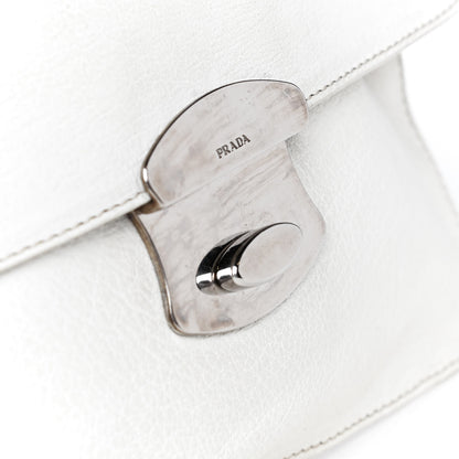 Prada Buffalo Metal Foldover Pushlock Chain Shoulder Bag White 6 of 6