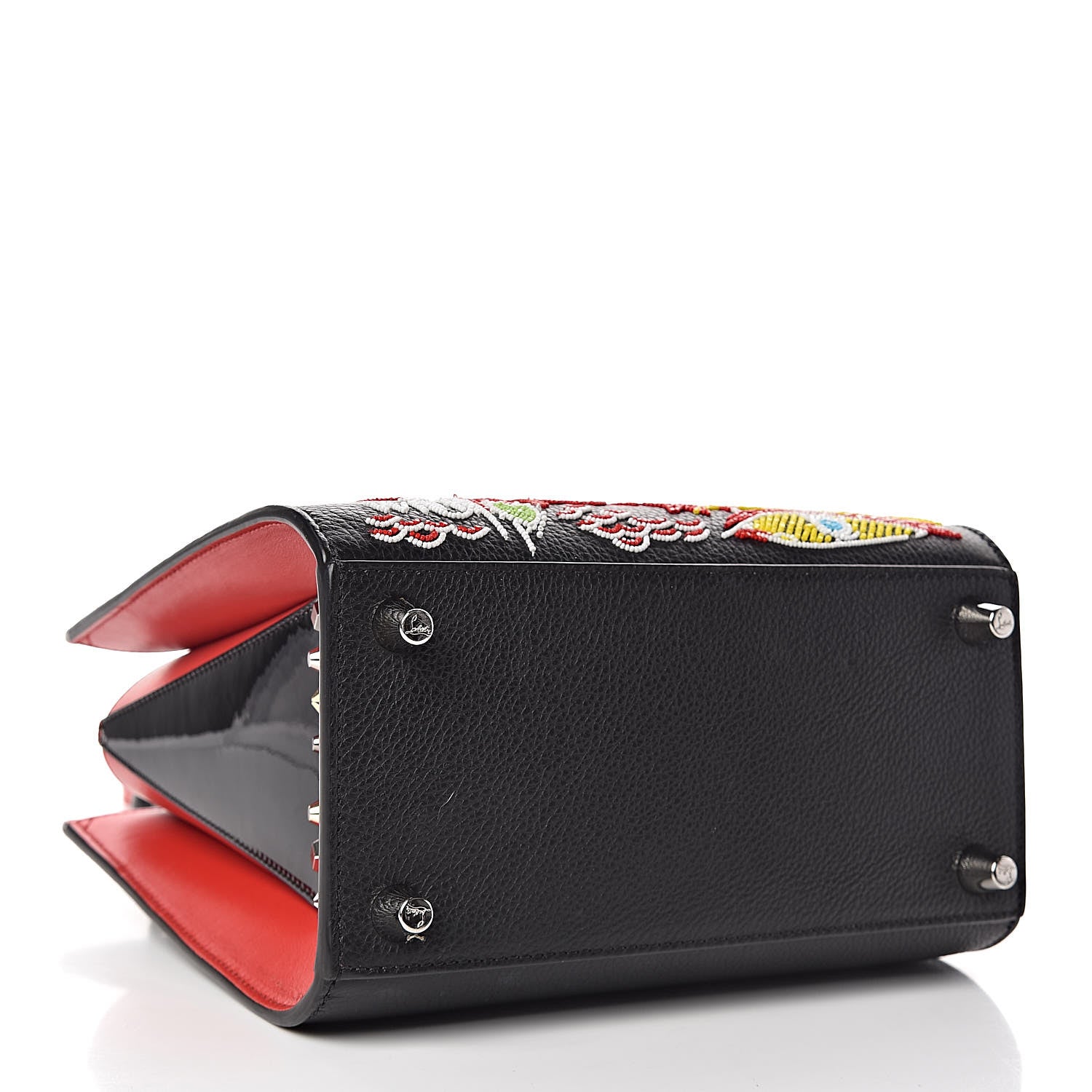 Christian Louboutin Calfskin Beaded Loubitag Small Paloma Black 4 of 10
