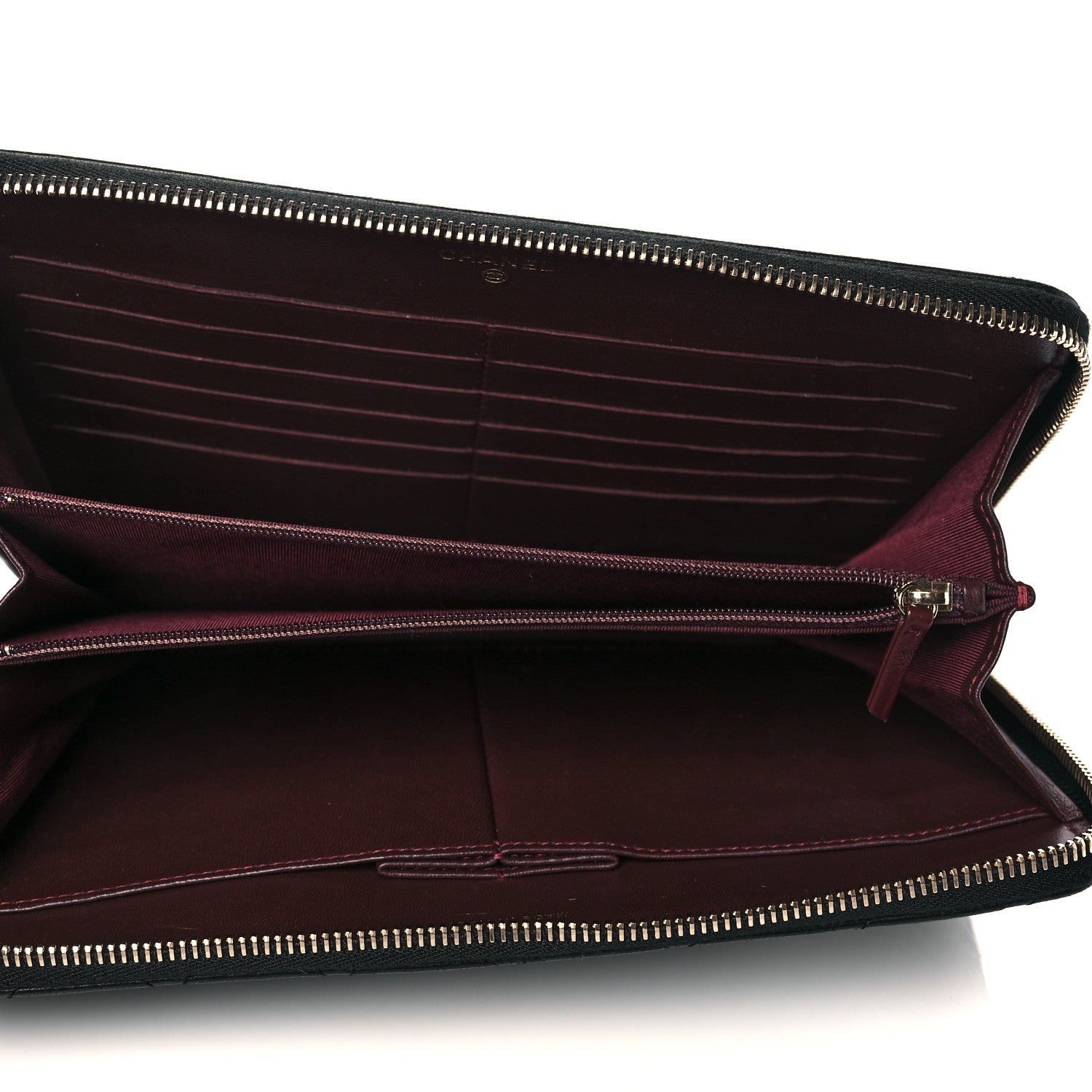 Chanel Lambskin Quilted Large Zip Around Organizer Wallet Black 5 of 11