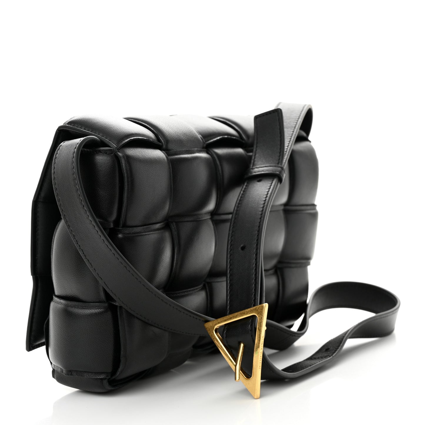 Nappa Maxi Intreccio Padded Cassette Crossbody Bag Black