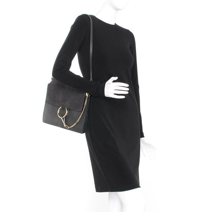 Chloe Suede Calfskin Medium Faye Shoulder Bag Carbon Grey 2 of 6