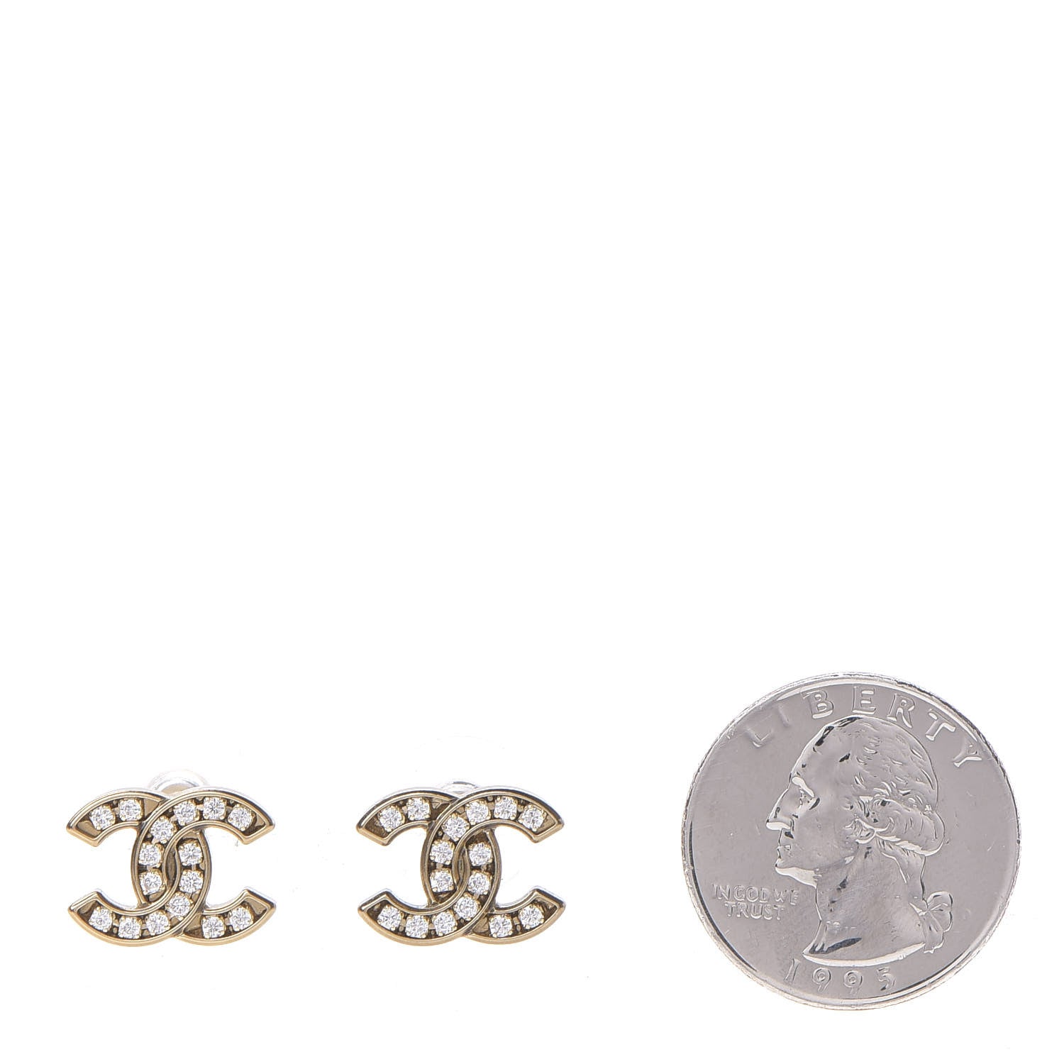 Chanel Crystal CC Earrings Gold 2 of 5