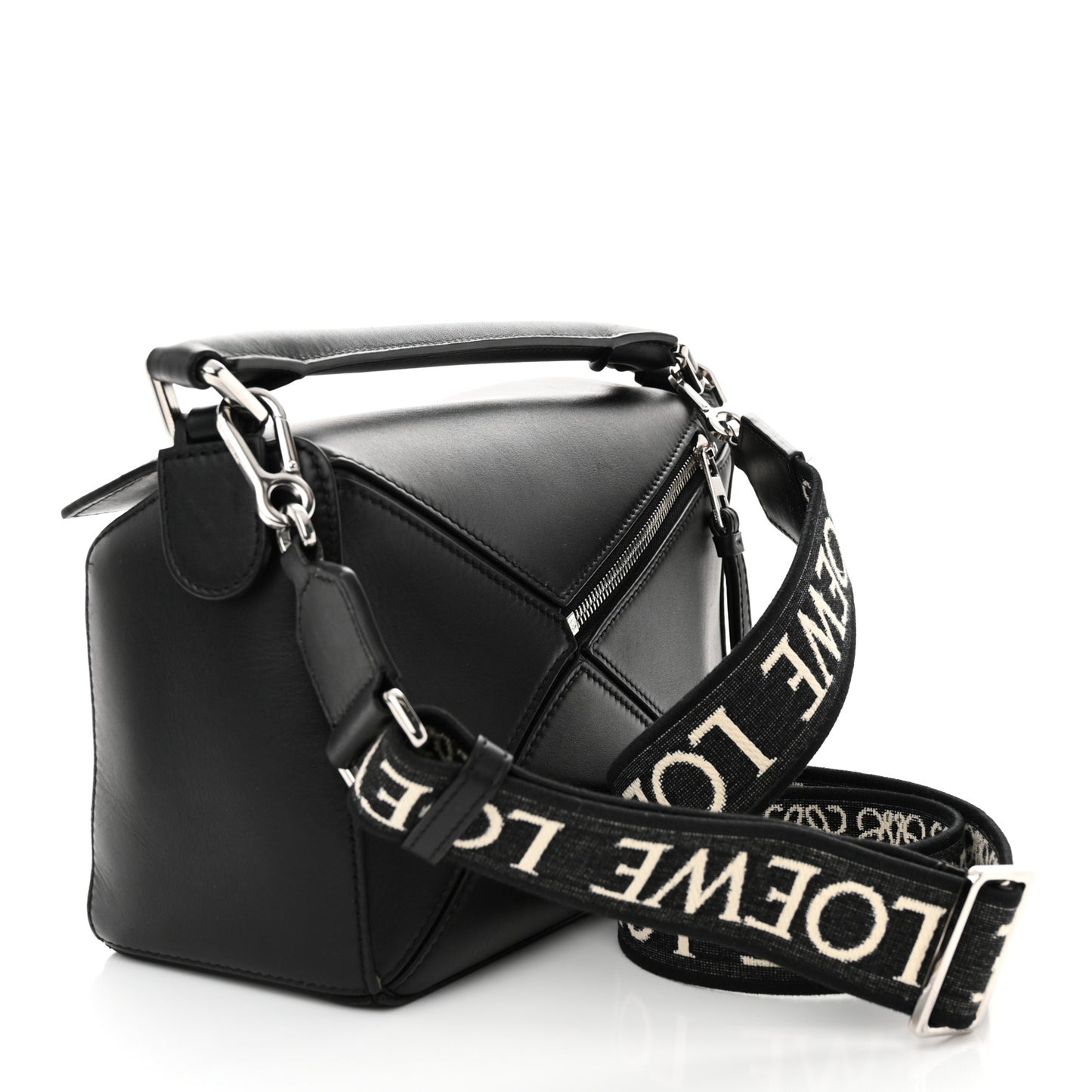 Satin Calfskin Small Puzzle Bag Black