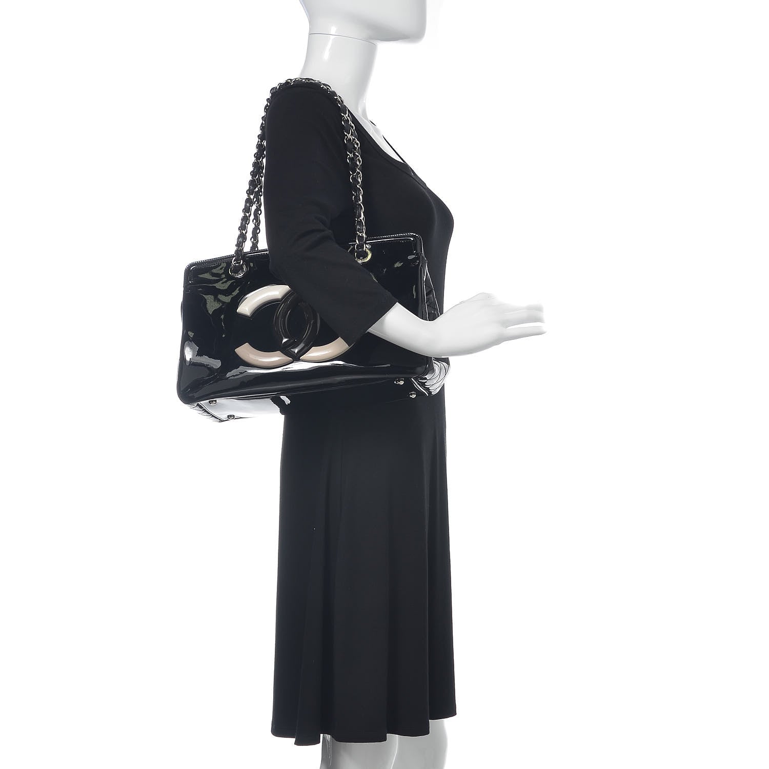 Chanel Vinyl Lipstick Ligne Tote Black 2 of 17