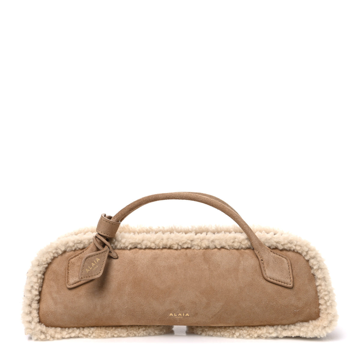 Suede Lambskin Merino Shearling Le Teckel Clutch Camel