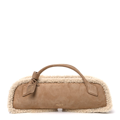 Alaia Suede Lambskin Merino Shearling Le Teckel Clutch Camel 1 of 10