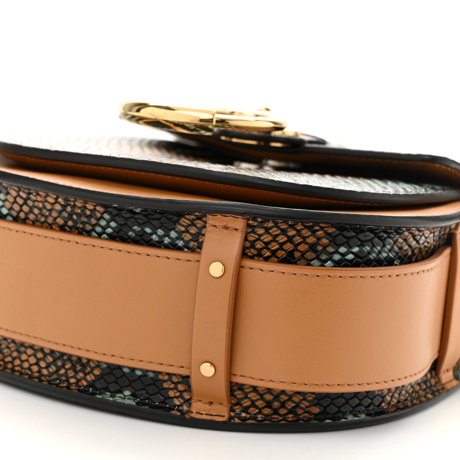 Chloe Calfskin Watersnake Embossed Small Tess Bag Brown Multicolor 9 of 9