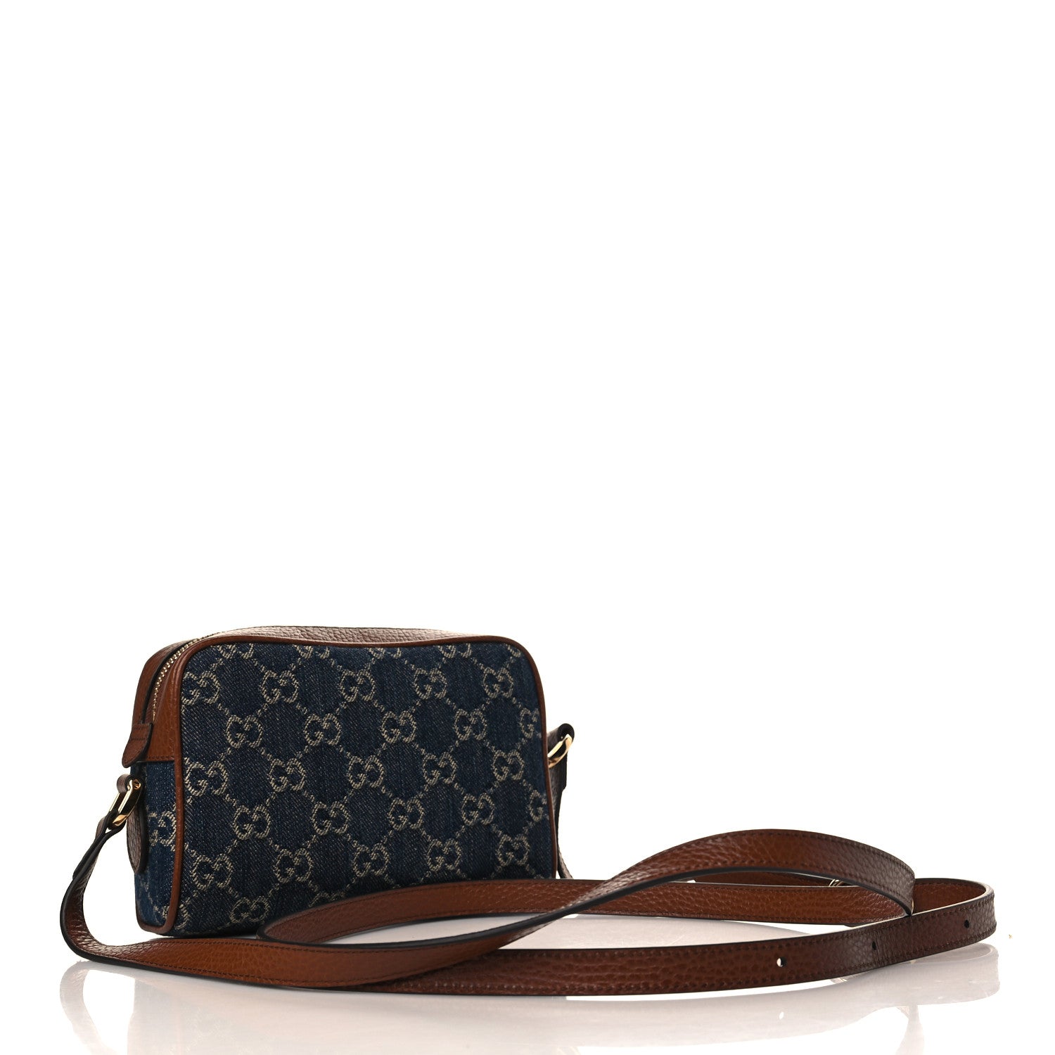 Gucci New Denim GG Monogram Dollar Calfskin Mini Ophidia Shoulder Bag Blue Tea Cuir Epilog 3 of 9