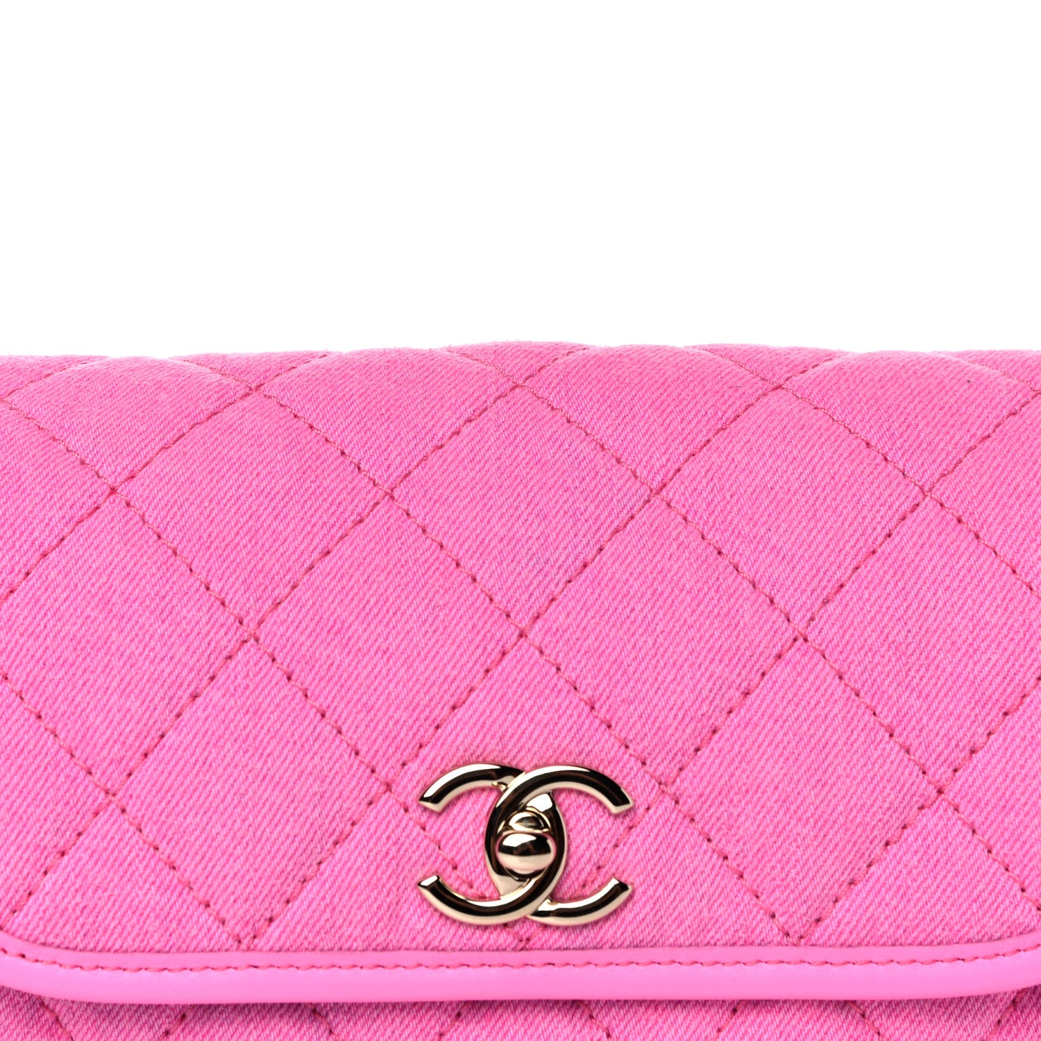 Chanel Denim Quilted Small Messenger Flap Neon Pink 8 of 13