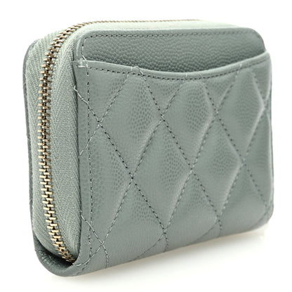 Chanel Caviar Quilted Zip Around Coin Purse Wallet Grey 3 of 8