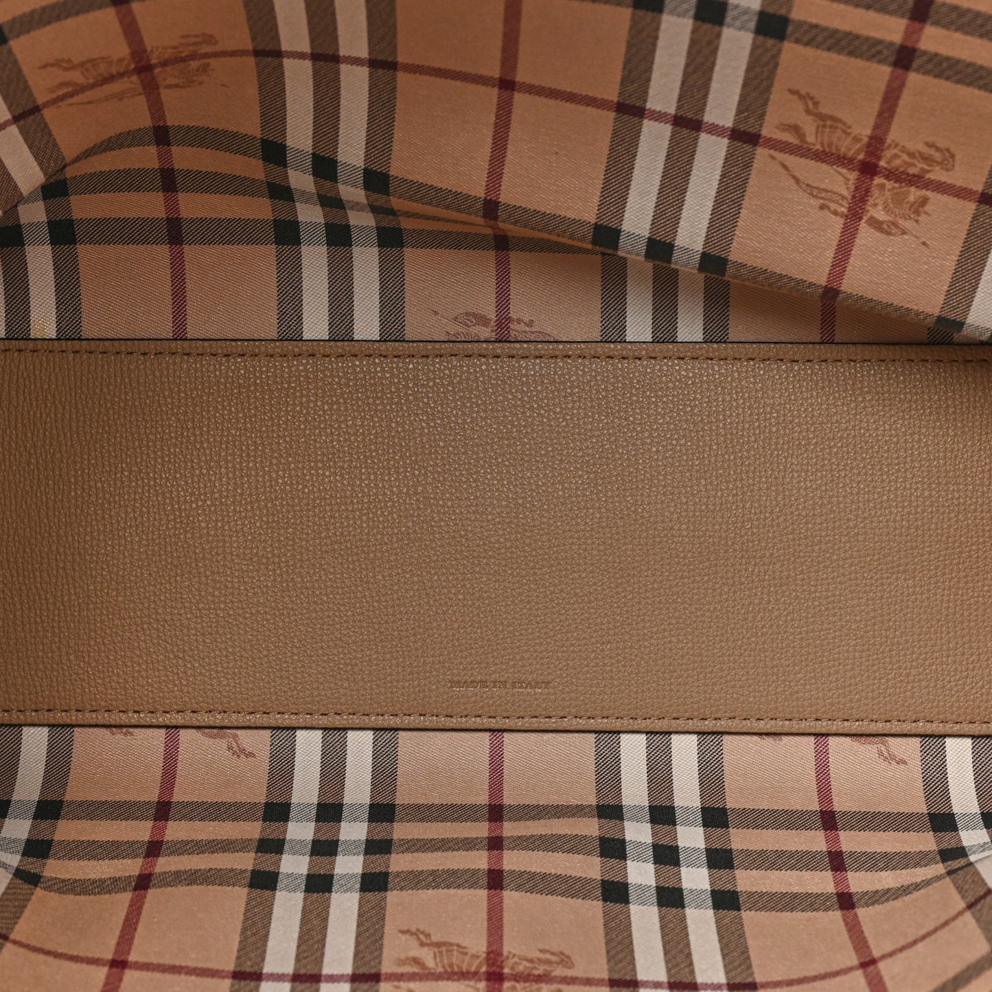 Grainy Calfskin Haymarket Check Medium Reversible Tote Camel