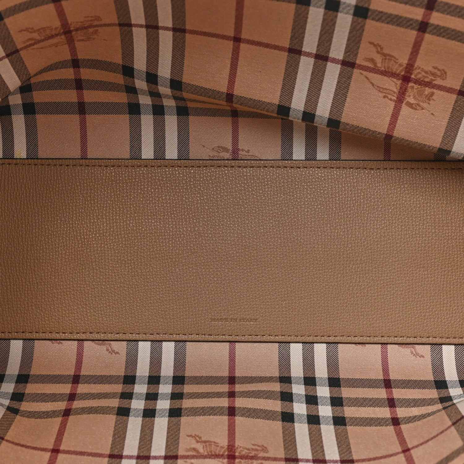 Burberry Grainy Calfskin Haymarket Check Medium Reversible Tote Camel 8 of 12