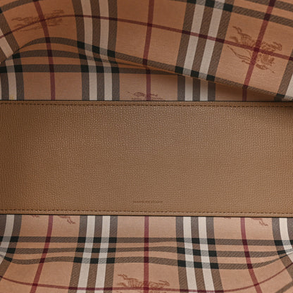 Burberry Grainy Calfskin Haymarket Check Medium Reversible Tote Camel 8 of 12