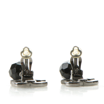 Chanel Ruthenium CC Bead Drop Clip On Earrings Black 4 of 6