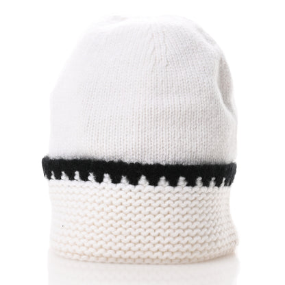 Chanel Cashmere CC Knitted Beanie Hat Black White 6 of 11