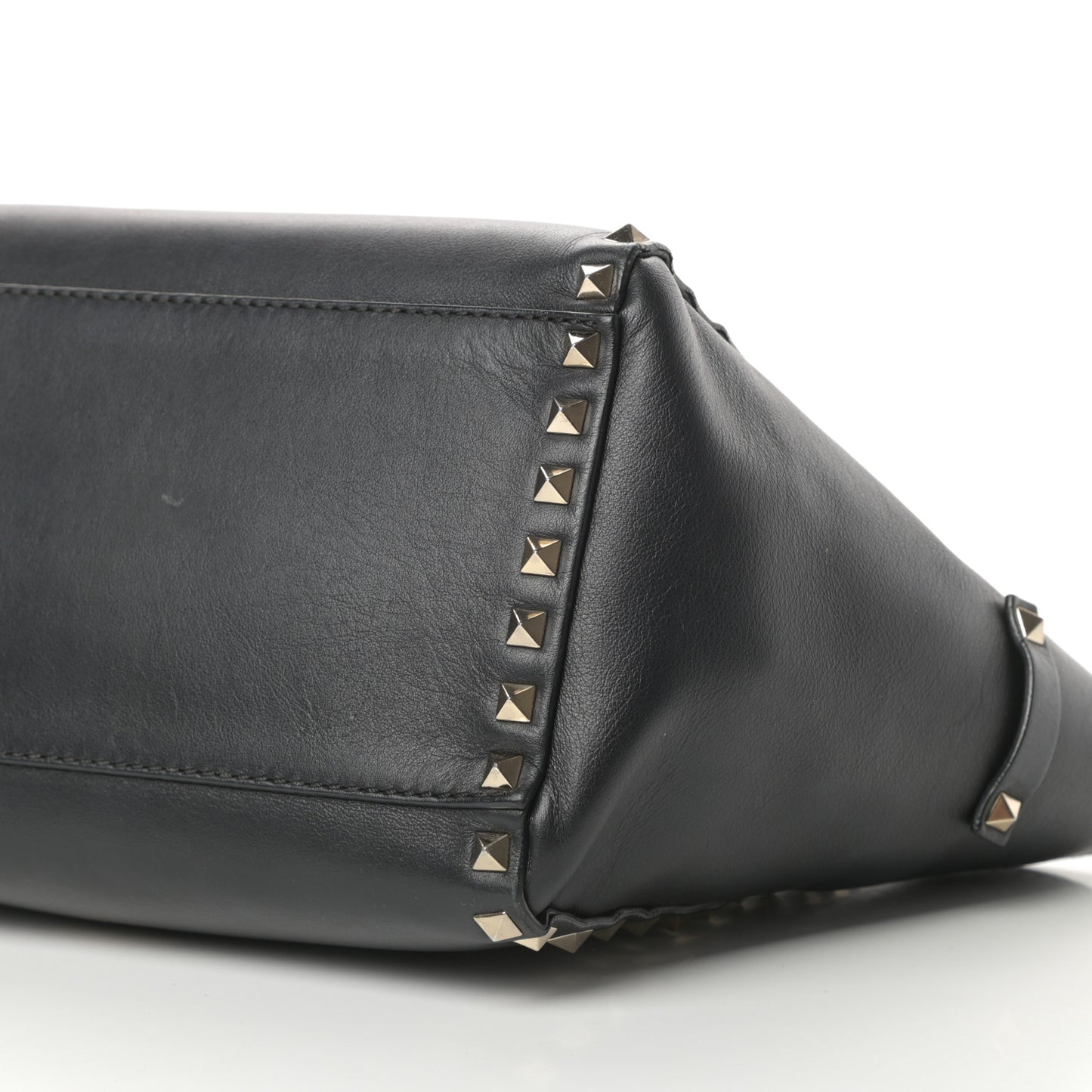 Vitello Small Rockstud Double Handle Tote Black