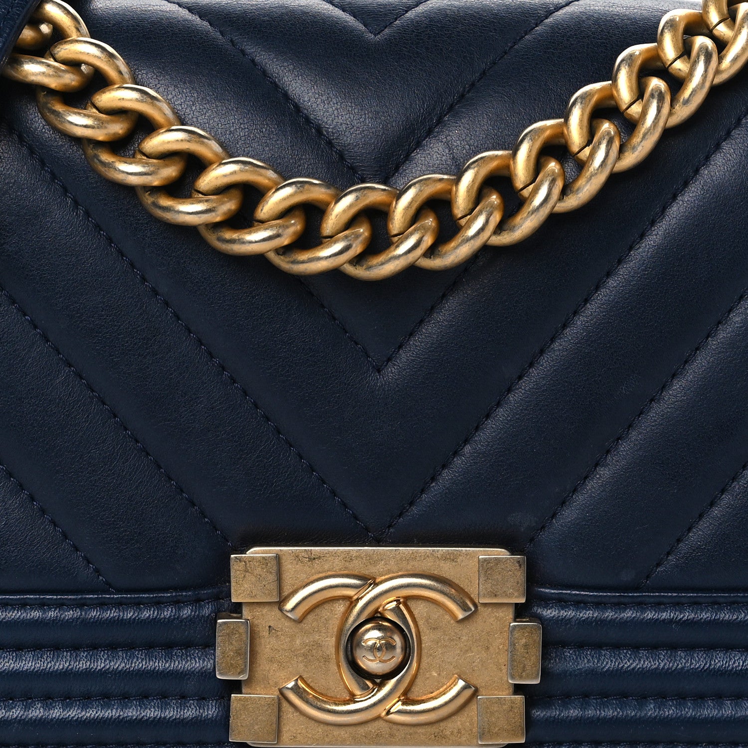 Chanel Calfskin Chevron Quilted Small Boy Flap Navy 2 of 10