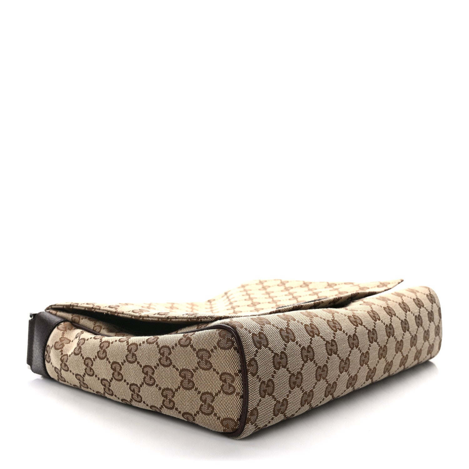Gucci Monogram Small Flap Messenger Bag Beige Dark Brown 4 of 14