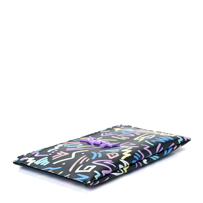 Saint Laurent Grain De Poudre Classic Monogram Multicolor Graphic Print Bill Pouch Black 4 of 7