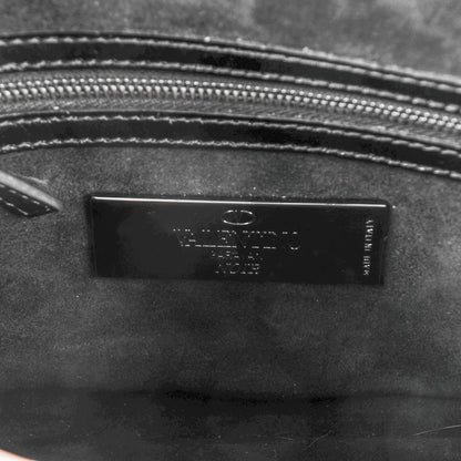 Valentino Garavani Craquele Calfskin Rockstud Shoulder Flap Messenger Bag Black 6 of 7
